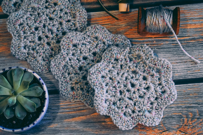 Silver Crochet Coasters & Cottagecore Home Accents