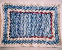 Load image into Gallery viewer, Homespun Blue and Fuzzy White Baby Blanket