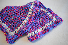 Load image into Gallery viewer, Blue & Pink Confetti Crochet Cat Mat
