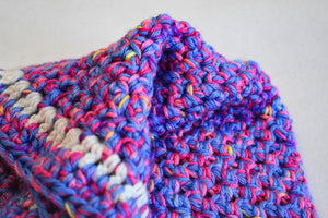 Blue & Pink Confetti Crochet Cat Mat