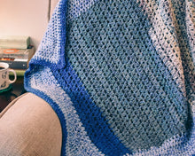 Load image into Gallery viewer, Calming Blues Homespun Crochet Throw Blanket