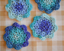 Load image into Gallery viewer, Ocean Blue & Teal Floral-Inspired Colorful Coasters (Set of 4)