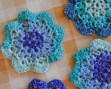Load image into Gallery viewer, Ocean Blue & Teal Floral-Inspired Colorful Coasters (Set of 4)