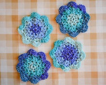 Load image into Gallery viewer, Ocean Blue & Teal Floral-Inspired Colorful Coasters (Set of 4)
