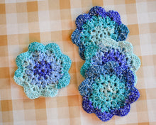 Load image into Gallery viewer, Ocean Blue & Teal Floral-Inspired Colorful Coasters (Set of 4)
