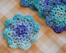 Load image into Gallery viewer, Ocean Blue & Teal Floral-Inspired Colorful Coasters (Set of 4)