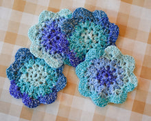 Load image into Gallery viewer, Ocean Blue & Teal Floral-Inspired Colorful Coasters (Set of 4)