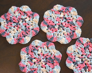 Blue & Pink Floral-Inspired Colorful Coasters (Set of 4)