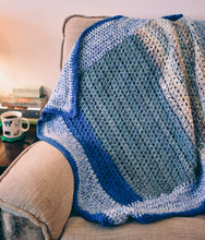 Load image into Gallery viewer, Calming Blues Homespun Crochet Throw Blanket