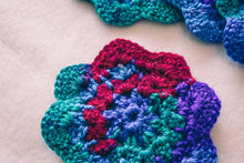 Load image into Gallery viewer, Cosmos Multicolor Floral Inspired Crochet Coasters Set (Set of 4)