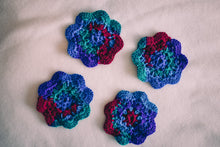 Load image into Gallery viewer, Cosmos Multicolor Floral Inspired Crochet Coasters Set (Set of 4)