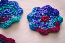 Load image into Gallery viewer, Cosmos Multicolor Floral Inspired Crochet Coasters Set (Set of 4)