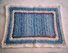 Load image into Gallery viewer, Homespun Blue and Fuzzy White Baby Blanket