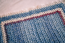 Load image into Gallery viewer, Homespun Blue and Fuzzy White Baby Blanket