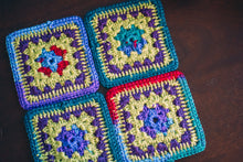 Load image into Gallery viewer, Vibrant Multicolor Crochet Coasters Set (Set of 4)