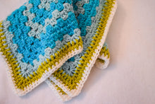 Load image into Gallery viewer, Large Sky Blue & Soft Chartreuse Cat Mat