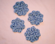 Load image into Gallery viewer, Blue Speckle Floral Inspired Crochet Coasters Set (Set of 4)