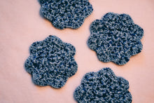 Load image into Gallery viewer, Blue Speckle Floral Inspired Crochet Coasters Set (Set of 4)