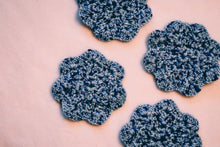 Load image into Gallery viewer, Blue Speckle Floral Inspired Crochet Coasters Set (Set of 4)