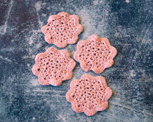 Load image into Gallery viewer, Petal Pink Floral Inspired Crochet Coasters Set (Set of 4)