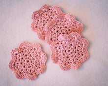 Load image into Gallery viewer, Petal Pink Floral Inspired Crochet Coasters Set (Set of 4)