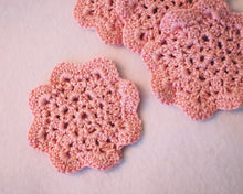 Load image into Gallery viewer, Petal Pink Floral Inspired Crochet Coasters Set (Set of 4)

