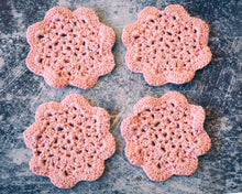 Load image into Gallery viewer, Petal Pink Floral Inspired Crochet Coasters Set (Set of 4)