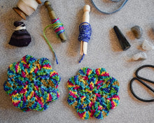 Load image into Gallery viewer, Rainbow Shimmer Floral-Inspired Colorful Coasters (Set of 4)