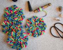 Load image into Gallery viewer, Rainbow Shimmer Floral-Inspired Colorful Coasters (Set of 4)