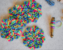 Load image into Gallery viewer, Rainbow Shimmer Floral-Inspired Colorful Coasters (Set of 4)