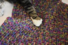 Load image into Gallery viewer, Rich Jewel Tone Rainbow Crochet Cat Mat
