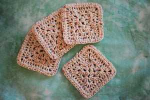 Speckled Cream Crochet Coasters (Set of 4) - Square OR Floral