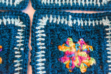 Load image into Gallery viewer, Teal & Rainbow Square Crochet Coasters (Set of 4)