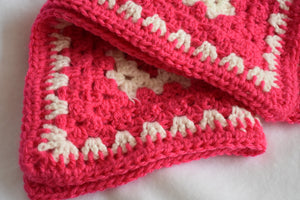 Bright Pink and Navy Crochet Cat Mat