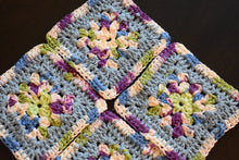 Load image into Gallery viewer, Periwinkle & Purple Granny Square Crochet Coasters Set (Set of 4)