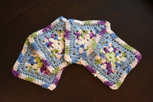 Load image into Gallery viewer, Periwinkle & Purple Granny Square Crochet Coasters Set (Set of 4)
