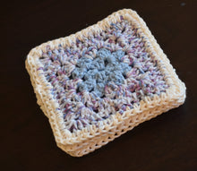 Load image into Gallery viewer, Soft Blue & Purple Granny Square Crochet Coasters Set (Set of 4)