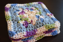 Load image into Gallery viewer, Periwinkle & Purple Granny Square Crochet Coasters Set (Set of 4)