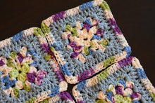 Load image into Gallery viewer, Periwinkle & Purple Granny Square Crochet Coasters Set (Set of 4)