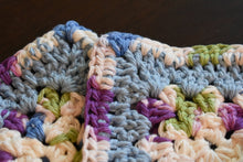 Load image into Gallery viewer, Periwinkle & Purple Granny Square Crochet Coasters Set (Set of 4)