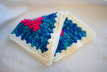 Load image into Gallery viewer, Neon Pink & Bright Gradient Blue Crochet Cat Mat