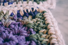 Load image into Gallery viewer, Purple & Mossy Green Gradient Granny Square Coasters Set (Set of 4)