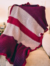 Load image into Gallery viewer, Plum, Lavender, and Cranberry Crochet Throw Blanket