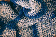 Load image into Gallery viewer, Calming Blues Homespun Crochet Throw Blanket