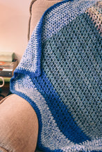 Load image into Gallery viewer, Calming Blues Homespun Crochet Throw Blanket