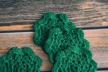 Load image into Gallery viewer, PRE-ORDER: Emerald Floral Inspired Crochet Coasters Set (Set of 4)