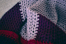 Load image into Gallery viewer, Plum, Lavender, and Cranberry Crochet Throw Blanket