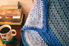 Load image into Gallery viewer, Calming Blues Homespun Crochet Throw Blanket