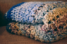 Load image into Gallery viewer, Calming Blues Homespun Crochet Throw Blanket