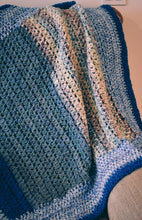 Load image into Gallery viewer, Calming Blues Homespun Crochet Throw Blanket
